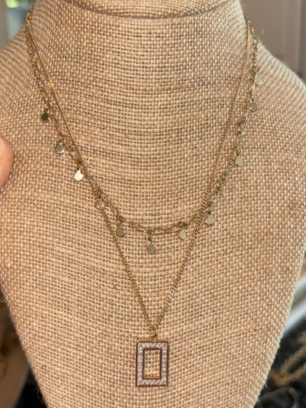 Park Lane “Evie” Gold Layered Pendant Necklace with Disc Charm Accents